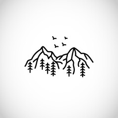 Beautiful simplistic mountain line illustration, vector design