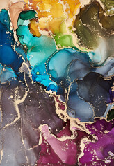 Alcohol ink art.Mixing liquid paints. Modern, abstract colorful background, wallpaper. Marble texture.Translucent colors
