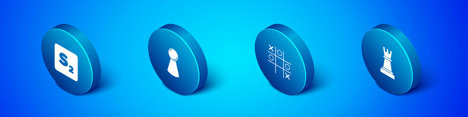 Set Isometric Bingo, Tic tac toe game, Chess and Chip for board icon. Vector