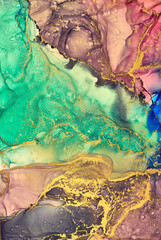 Naklejka premium Alcohol ink art.Mixing liquid paints. Modern, abstract colorful background, wallpaper. Marble texture.Translucent colors