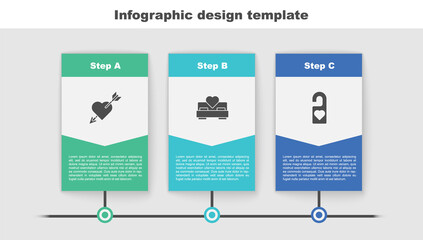 Set Amour with heart and arrow, Bedroom and Please do not disturb. Business infographic template. Vector