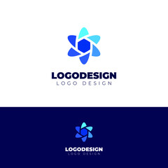 floral technology company logotype vector template modern design