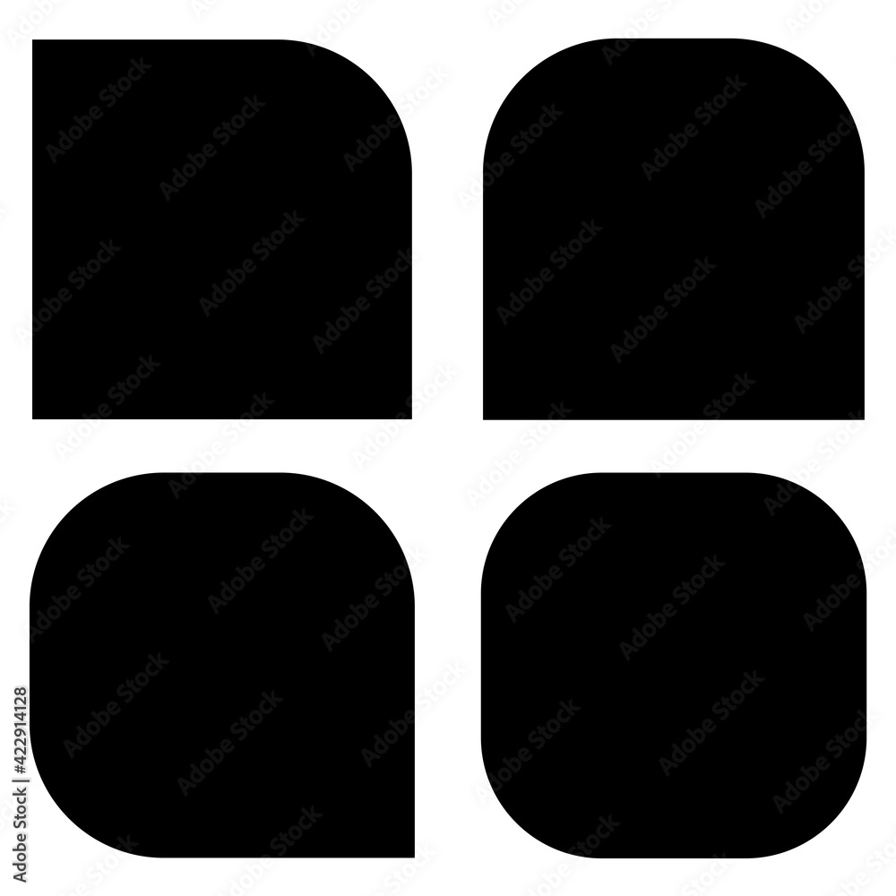 Poster button, banner, plaque shapes set with variaing rounded corner effect