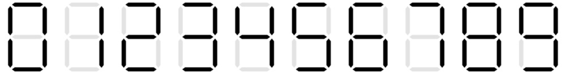 Digital display of digits, numbers, numberals. Scoreboard, digital clock, stopwatch numbers - 422914707