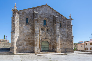 View at the Church of So Miguel on Freixo Espada Cinta village, typical romanesque and gothic portuguese church