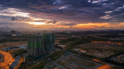 A sunrise scene from Malaysia. 
