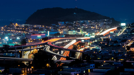 View of San Franciscos highways at night