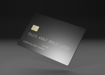 Black plartic credit card. 3d illustration