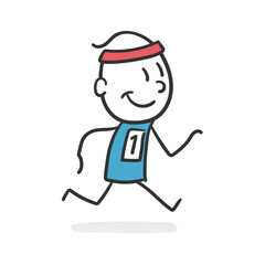 Stick man doing sports. Concept of stick man athlete running