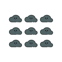 Cute nine storm cloud Illustration. kids wallpaper. pattern. modern simple vector icon, flat graphic symbol in trendy flat design style. lockscreen