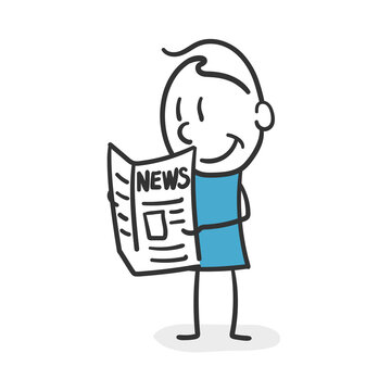 recommend clip art: Stick man reading the newspaper. Current news reader stick man concept