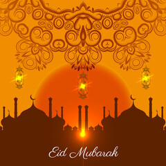 Abstract Eid Mubarak Islamic vector background design