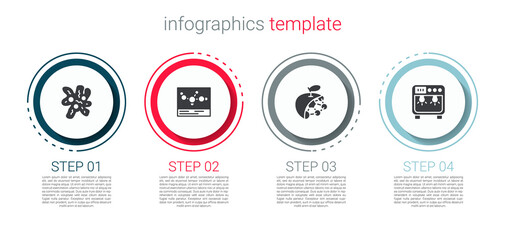 Set Cell, Chemical formula, Biological structure and Biosafety box. Business infographic template. Vector