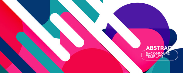 Flat geometric round shapes and dynamic lines, abstract background. Vector illustration for placards, brochures, posters and banners