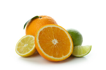 Fresh ripe grapefruits isolated on white background