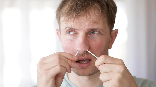 funny face young man close up portrait