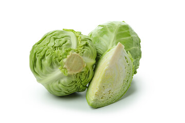 Fresh green cabbage isolated on white background