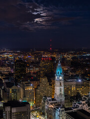 Aerial View of Center City Philadelphia at Night