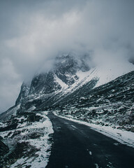 mountain road in the snow