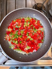 frying pan with meat