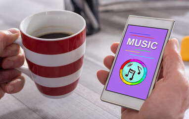 Online music concept on a smartphone