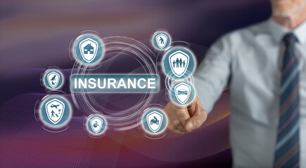 Man touching an insurance concept