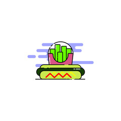 Cute hotdog and french fries Illustration. modern simple food vector icon, flat graphic symbol in trendy flat design style.