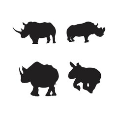 collection of rhino animal silhouettes