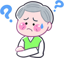 高齢者、困り顔