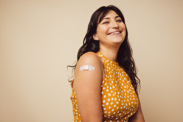 Woman received the immunity vaccination - obrazy, fototapety, plakaty