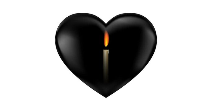 black heart and burning candle