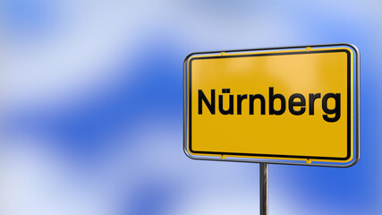 City of Nürnberg realistic 3D yellow city sign illustration.