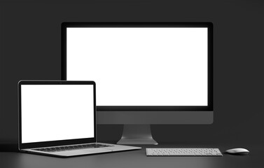 Fototapeta premium Isolated Devices Mockup - 3d rendering.