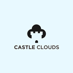 abstract castle logo. cloud icon