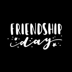 Happy Friendship Day cute hand lettering. Best friends forever. Greeting card typography template. Modern calligraphy design elements, quotes, friend phrase.