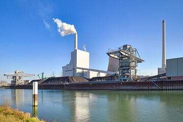 Rheinhafen steam power plant in Karlsruhe in Germany used for generation of electricity and...