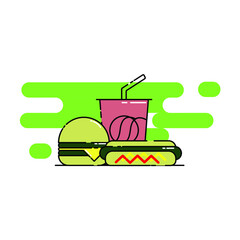 Dinner set 6 illustration. junk food. fast food menu. fast food restaurant. modern simple food vector icon, flat graphic symbol in trendy flat design style.