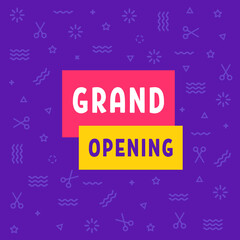 colored grand opening banner with elements
