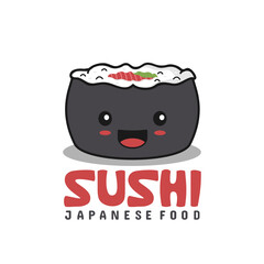 Sushi characters. Japanese Food Cartoon illustration.