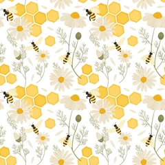 Foto op Aluminium Seamless pattern with bees. Vector hand draw illustration. © Ирина Усманова