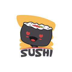 Japanese food sushi cartoon illustration