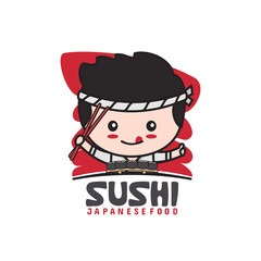 mascot logo template for sushi food