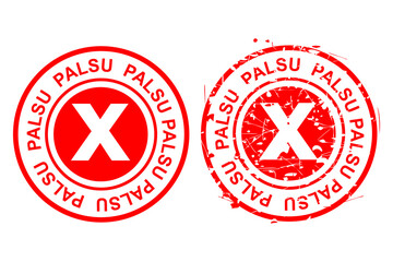 Simple Vector 2 Style Red Circle, Palsu or fake in indonesia language
