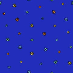 Seamless vector pattern with stars on blue background. 