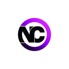 Letter NC simple logo design vector