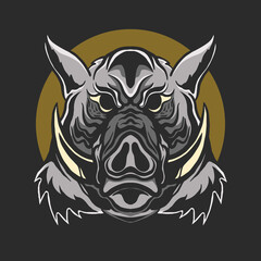 boar head with dark background vector illustration