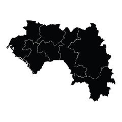 Guinea country map vector with regional areas