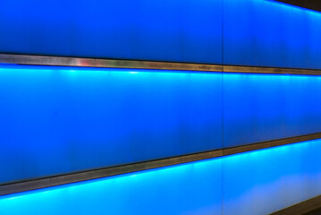 Artificial blue lights at underground shopping area at Zurich railway main station, Switzerland.