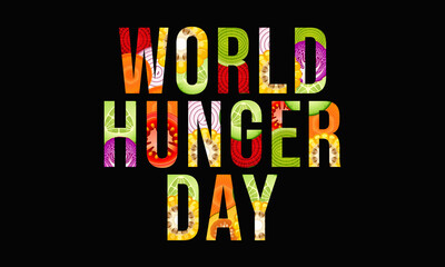 Fototapeta na wymiar World Hunger day is observed each year on May 28 across the globe. it is the annual day to advocate for sustainable solutions to hunger and poverty. Vector illustration.