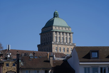 Fototapeta na wymiar Tower of the University of Zurich, main campus. Photo taken March 23rd, 2021, Zurich, Switzerland.